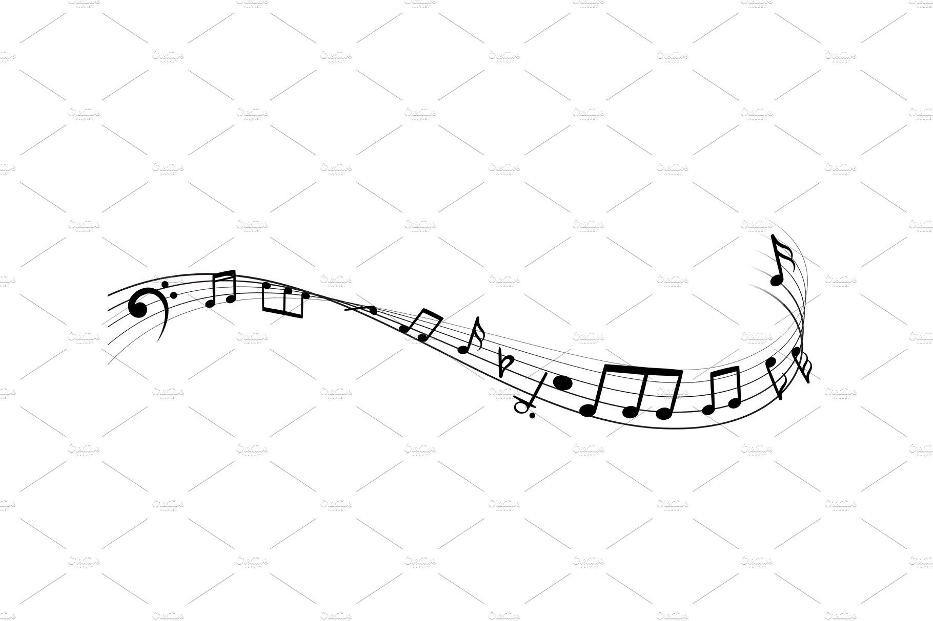 Music notes silhouettes. Monochrome cover image.