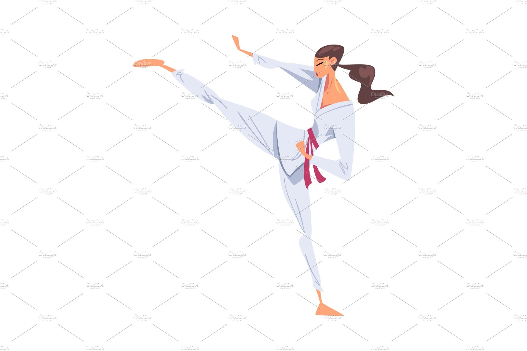 Girl Karateka Doing Powerful Kick cover image.