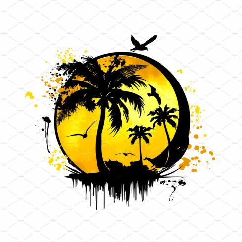 sun beach logo design, sunset with cover image.