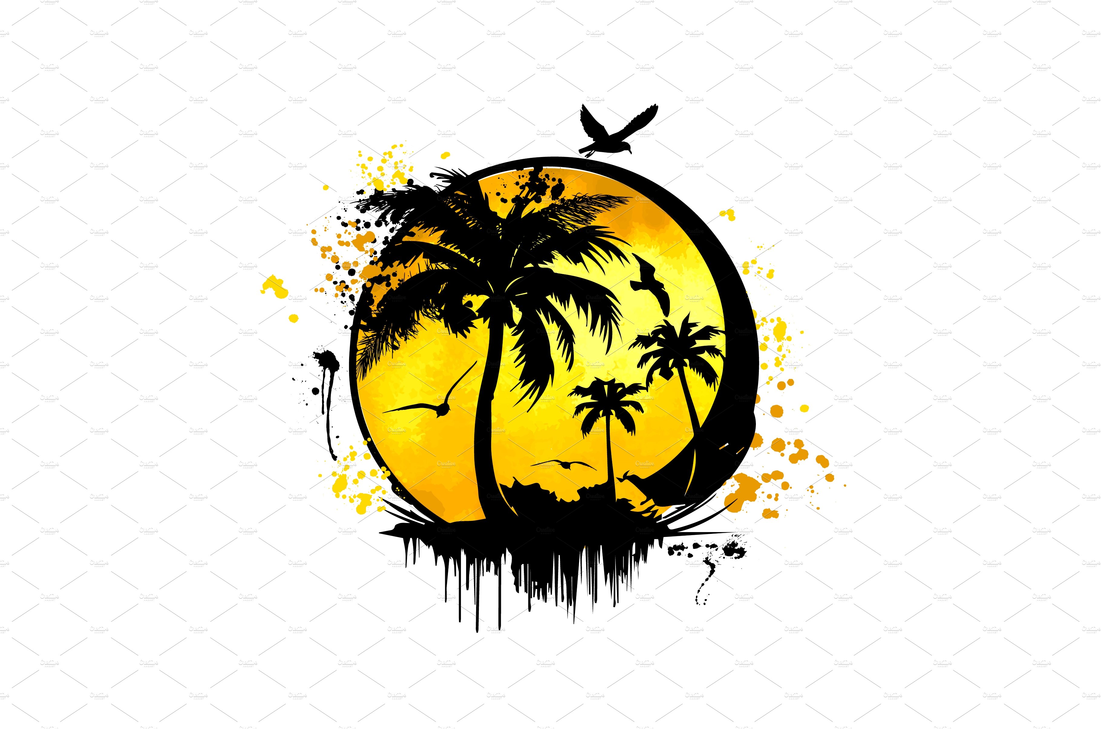 sun beach logo design, sunset with cover image.