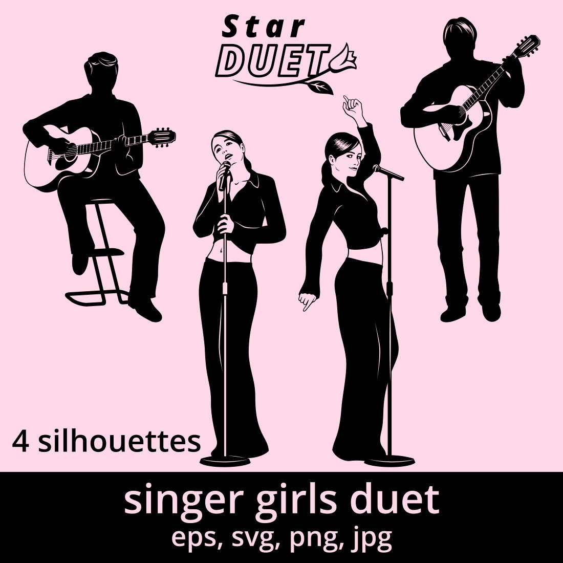 Singer Girls Duet Silhouettes SVG cover image.