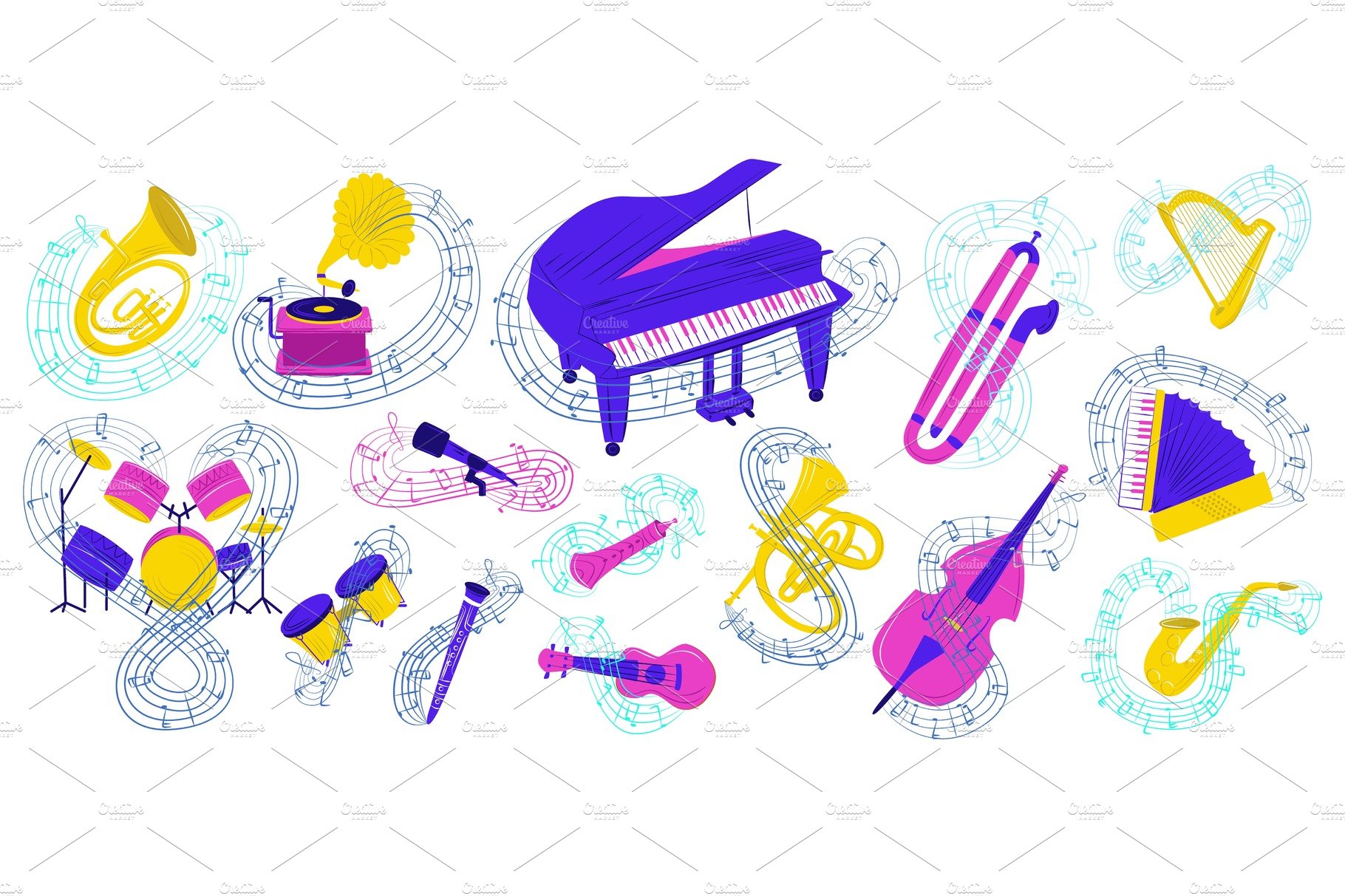 Musical instrument vector cover image.