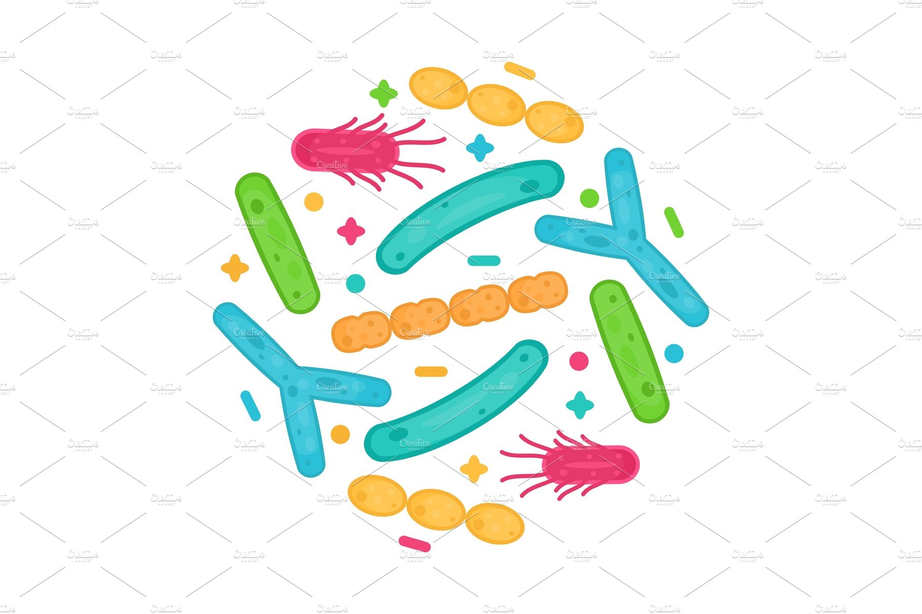 Probiotics bacteria and germs icon cover image.
