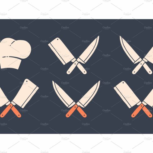 Set of restaurant knives icons cover image.