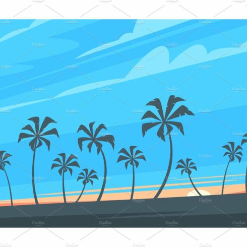 sunset background with palm trees cover image.