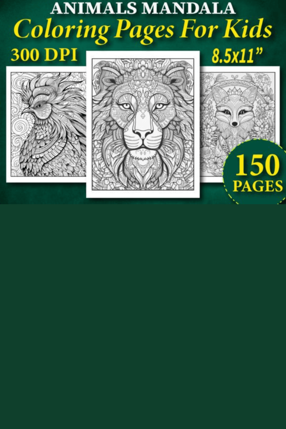 150+ Animals Mandala Coloring Pages pinterest preview image.