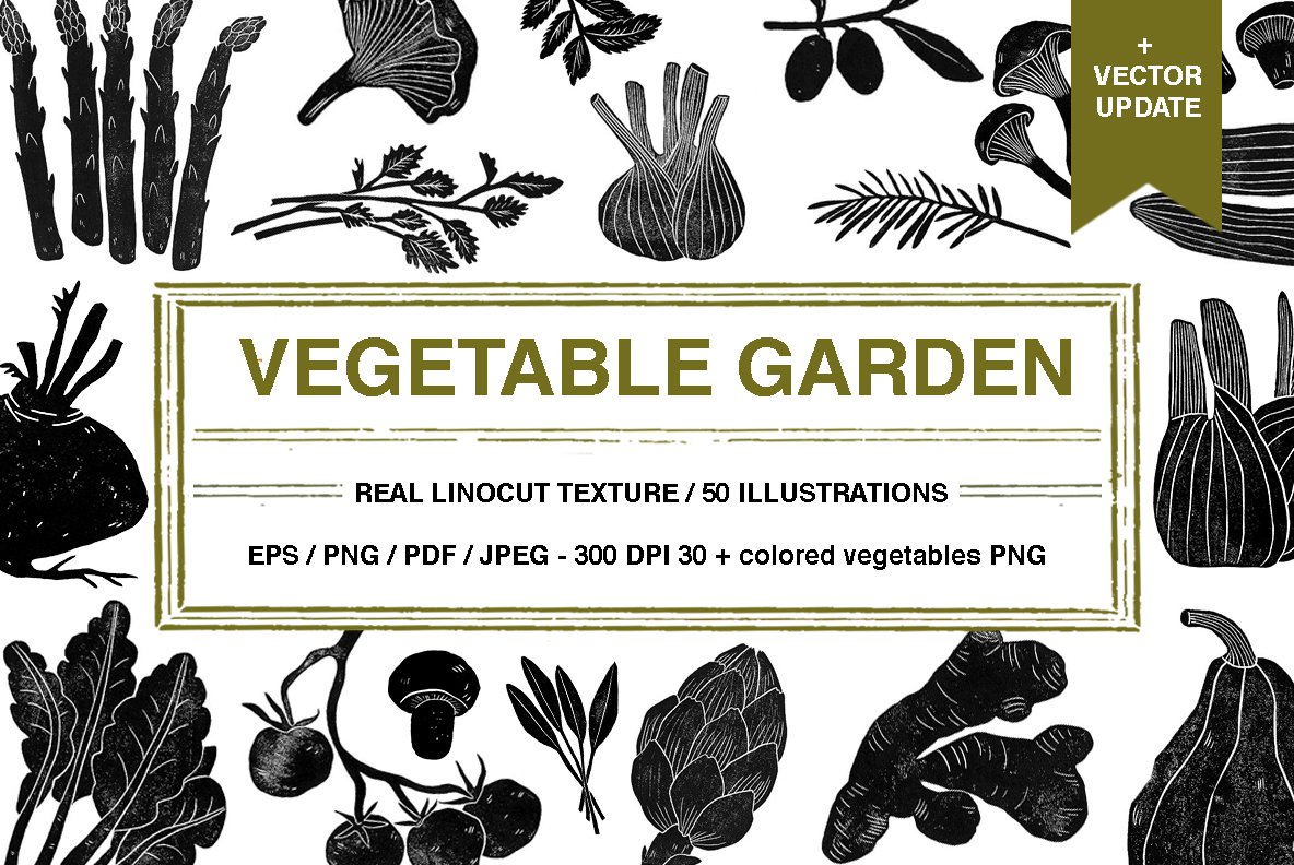 black and white vegetable garden clipart
