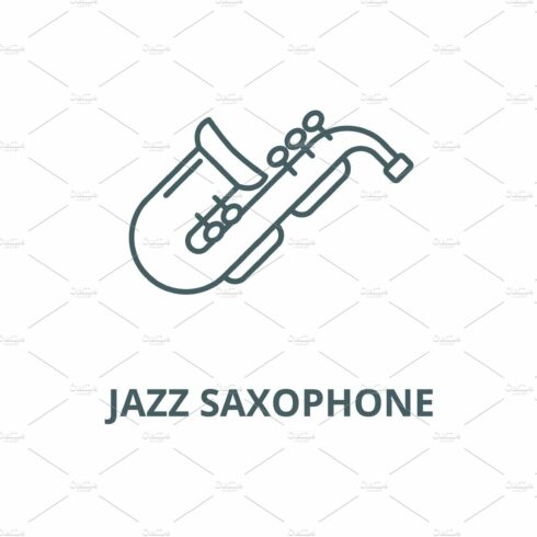 Jazz saxophone vector line icon cover image.