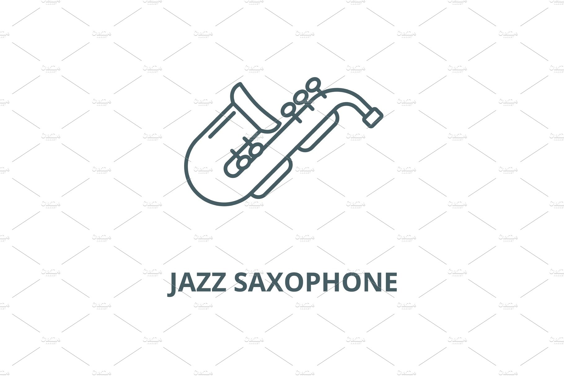 Jazz saxophone vector line icon cover image.