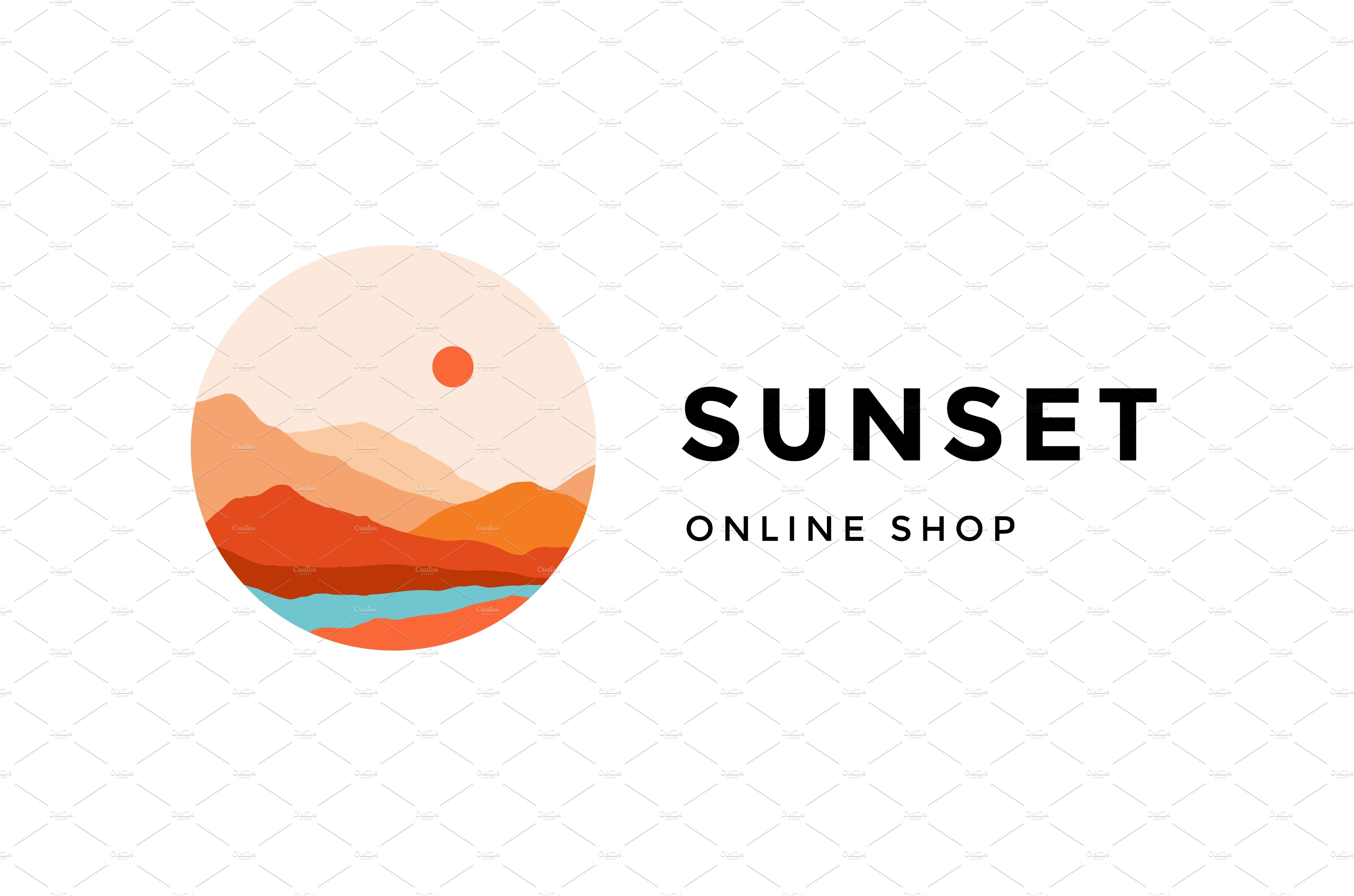 Logo, logotype, sign. Sunset, online cover image.