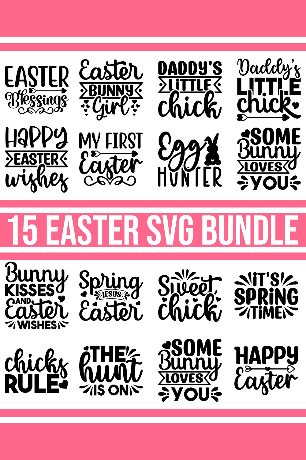 Easter SVG Bundle pinterest preview image.