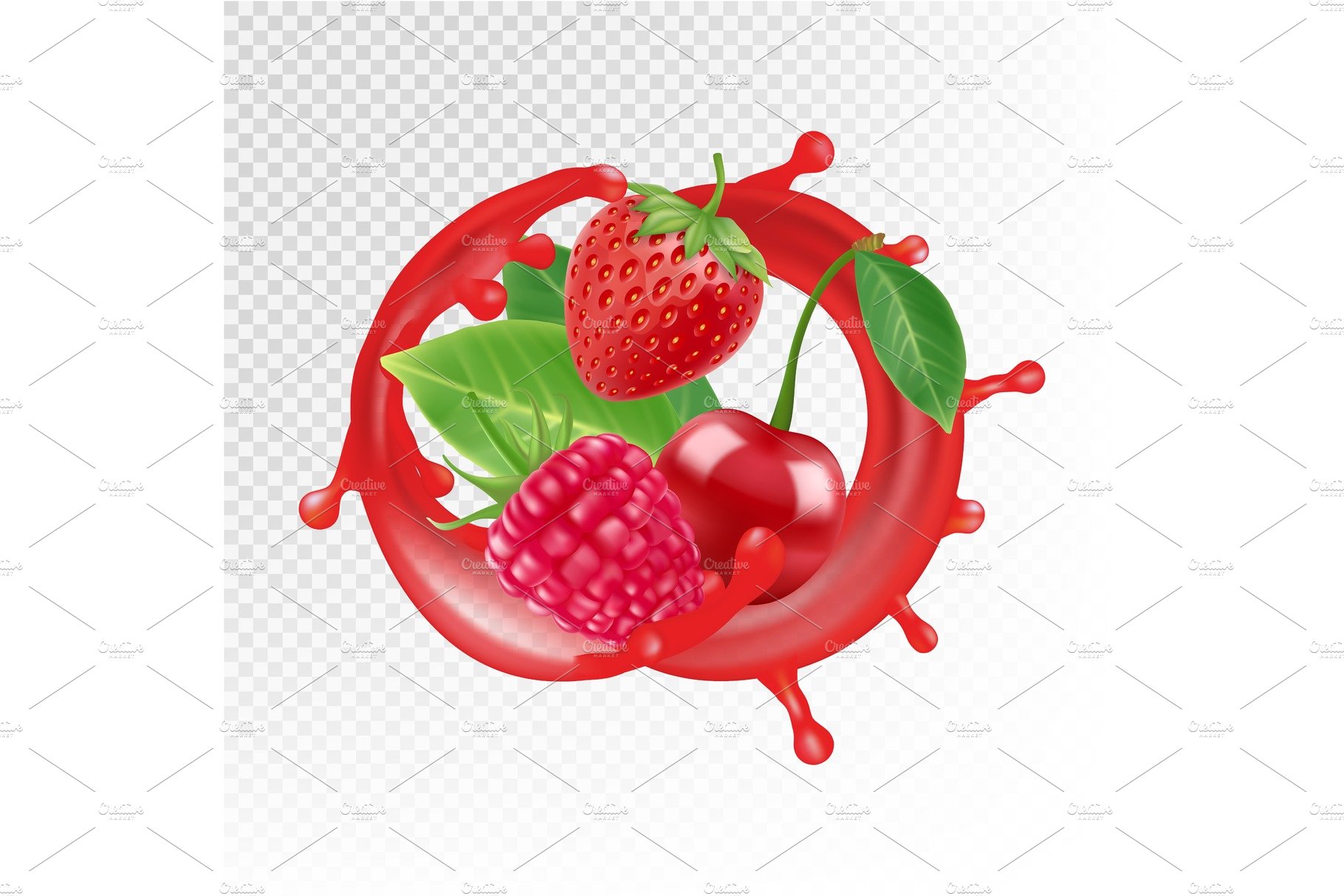Garden and wild berries. Vector cover image.