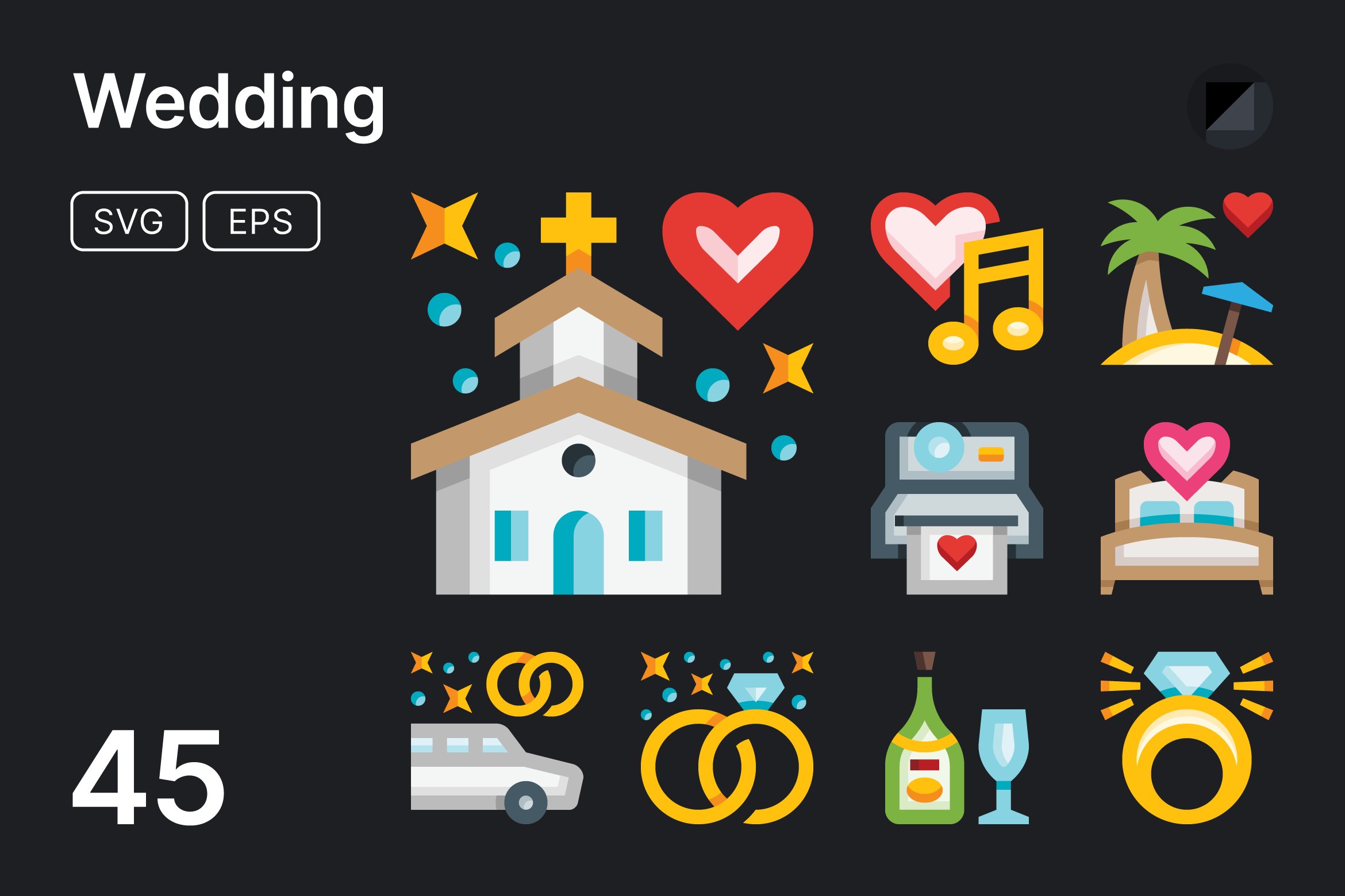 Basicons / Holidays / Wedding Icons cover image.