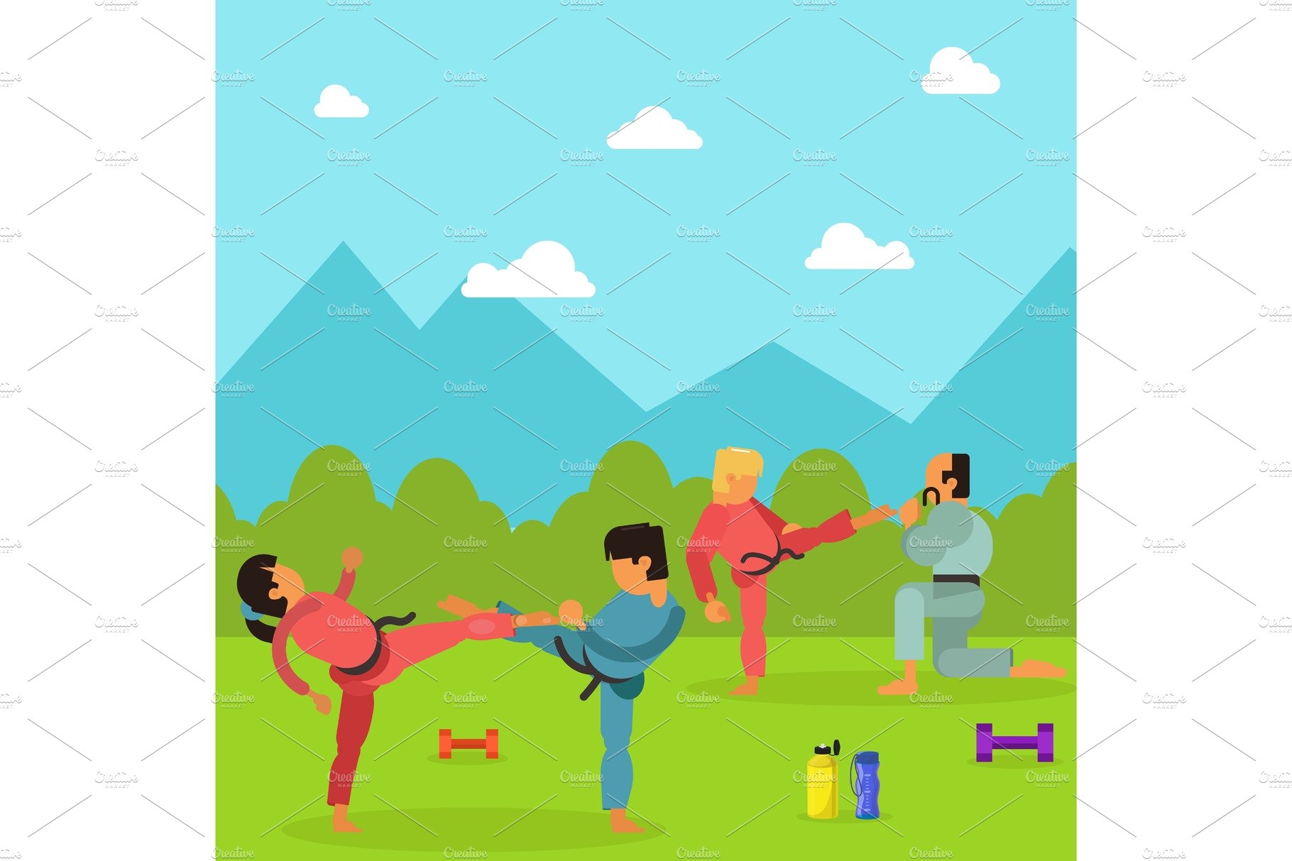 Karate training children character cover image.