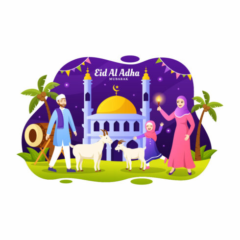 22 Happy Eid Al Adha Mubarak Illustration cover image.
