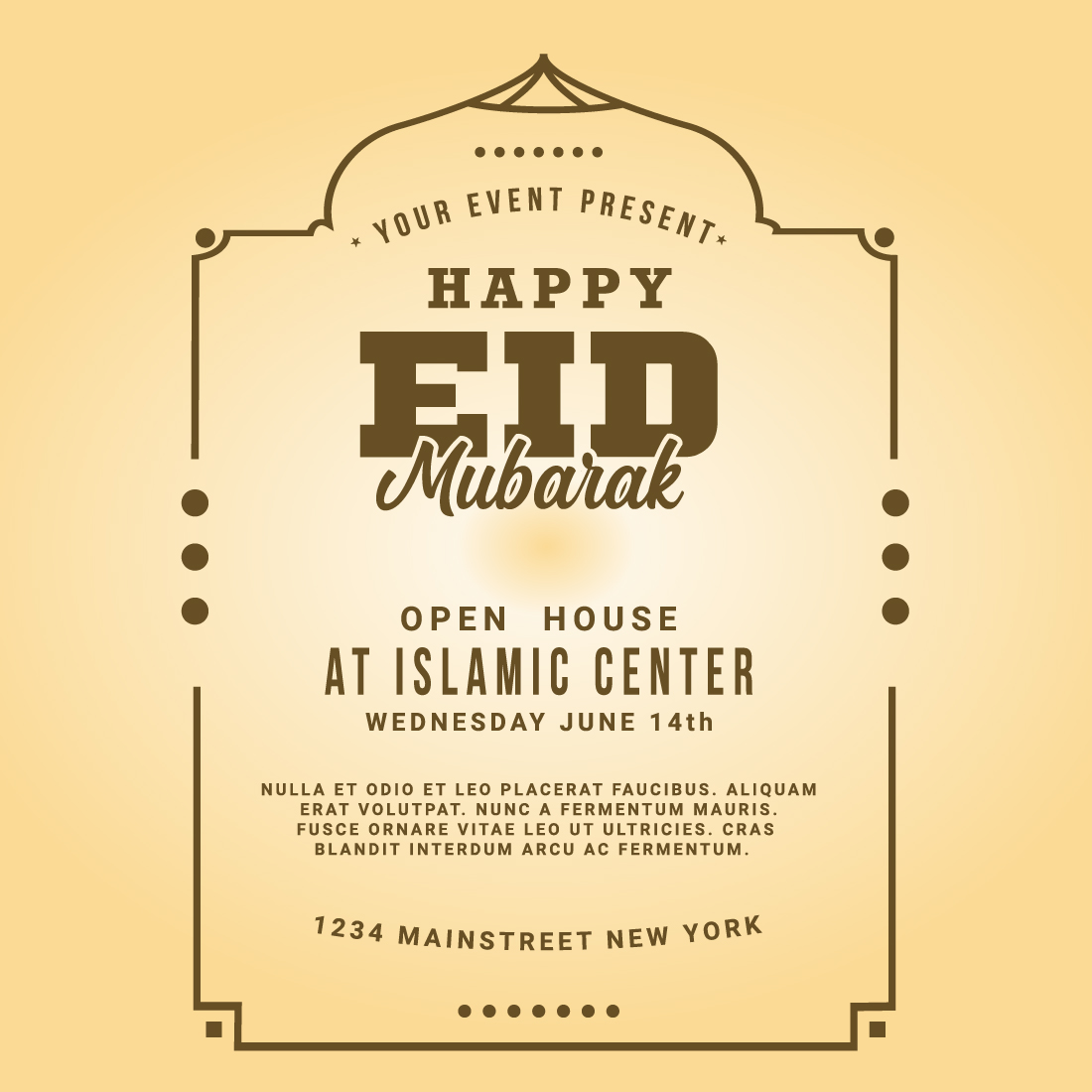 Eid Mubarak Invitation Card Design preview image.