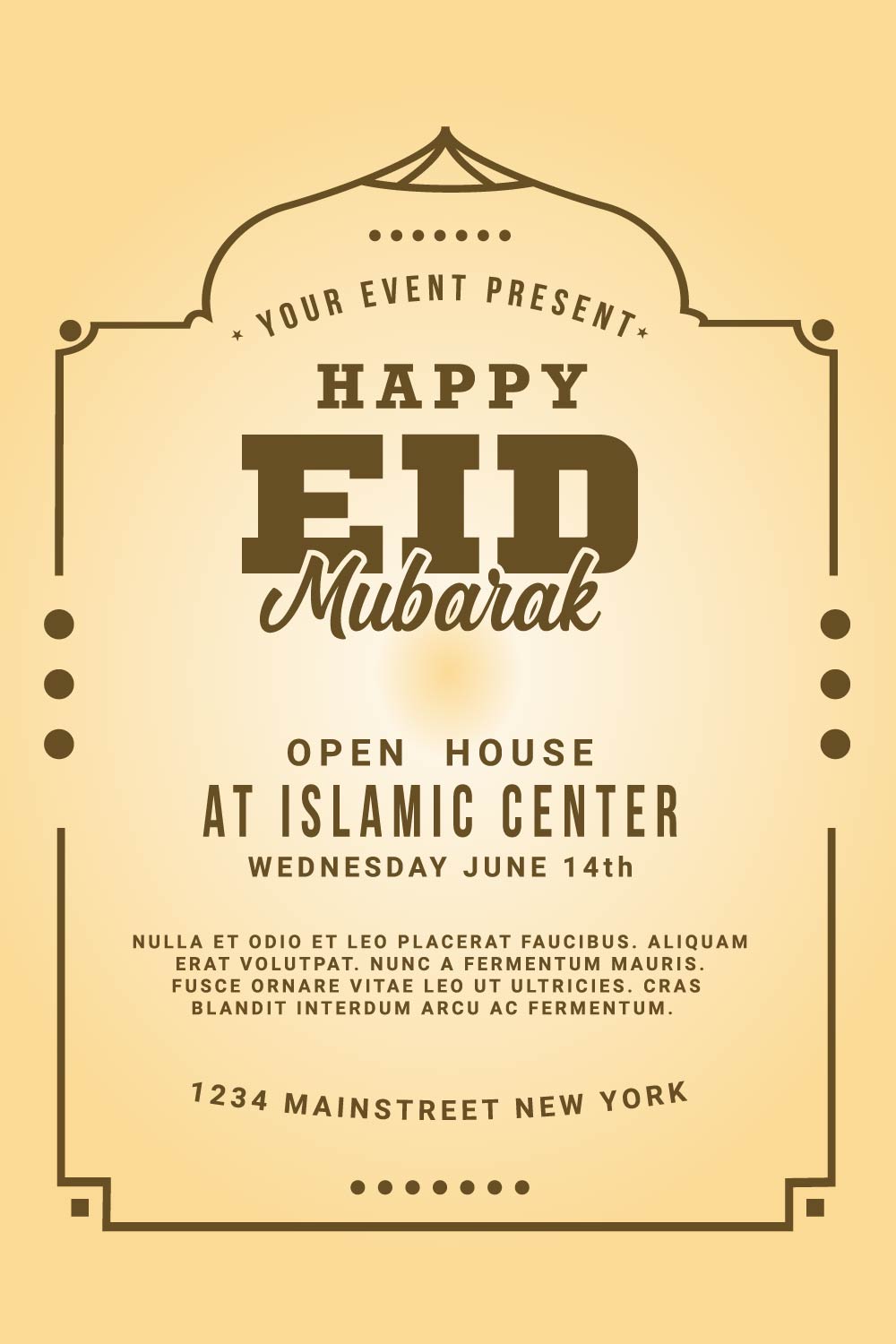 Eid Mubarak Invitation Card Design pinterest preview image.