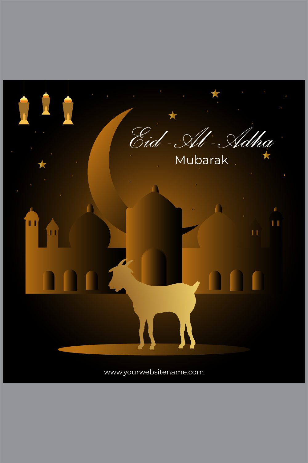 Clean Beautiful vector Islamic festival eid al adha mubarak background design pinterest preview image.