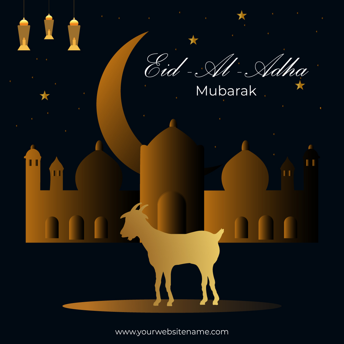 Clean Beautiful vector Islamic festival eid al adha mubarak background design cover image.