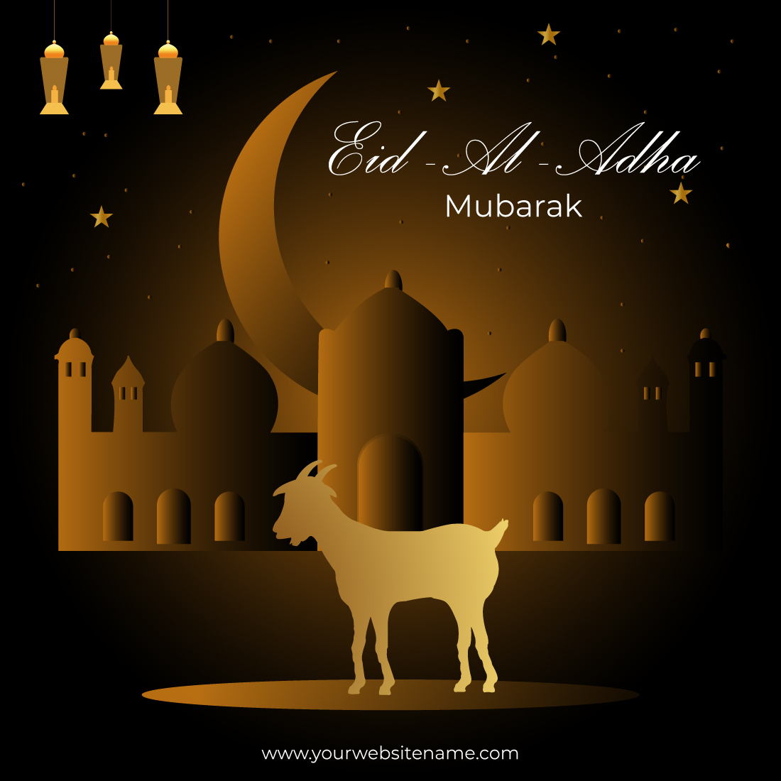 Clean Beautiful vector Islamic festival eid al adha mubarak background design preview image.