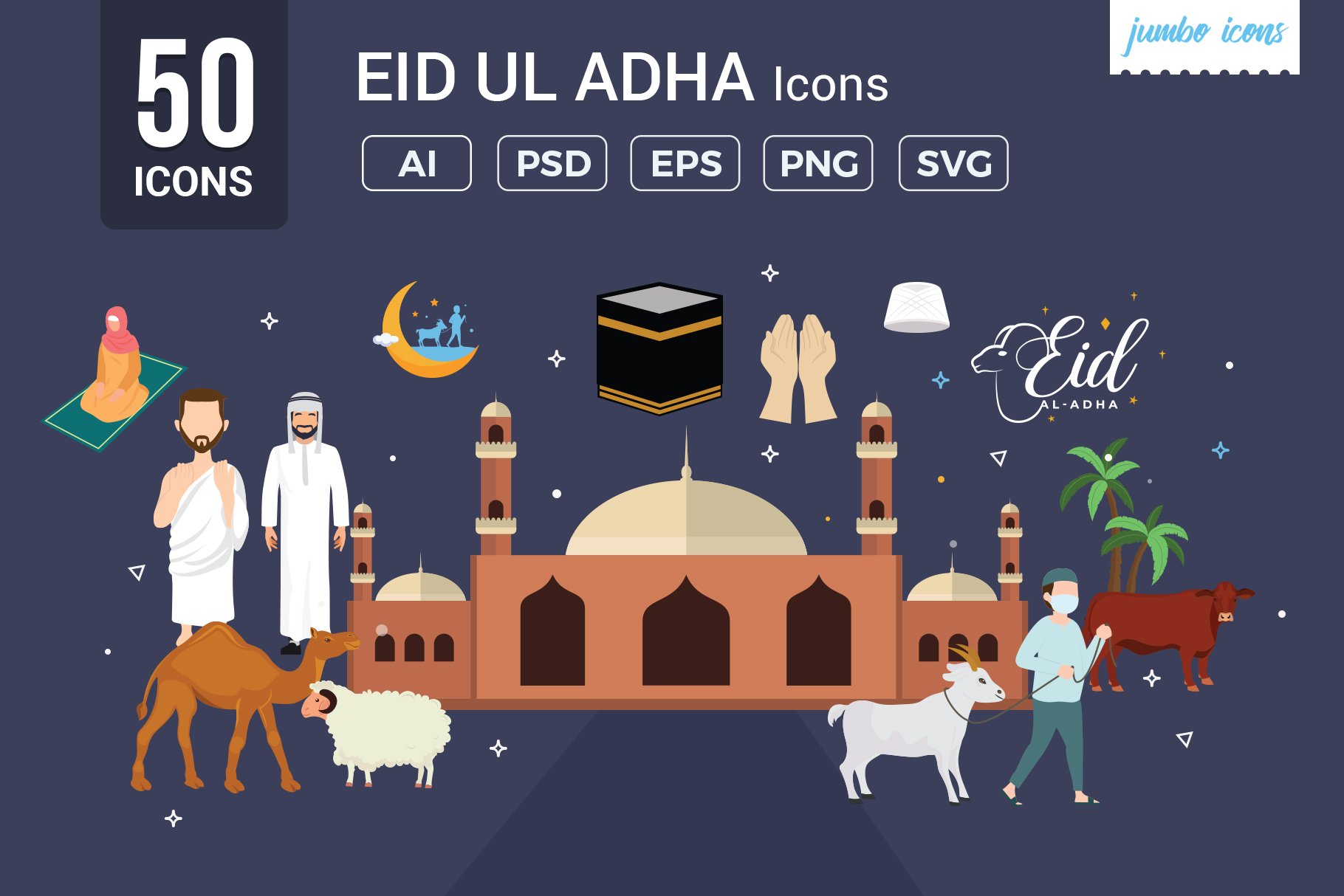 Eid ul Adha - Flat Vector Icons Pack cover image.
