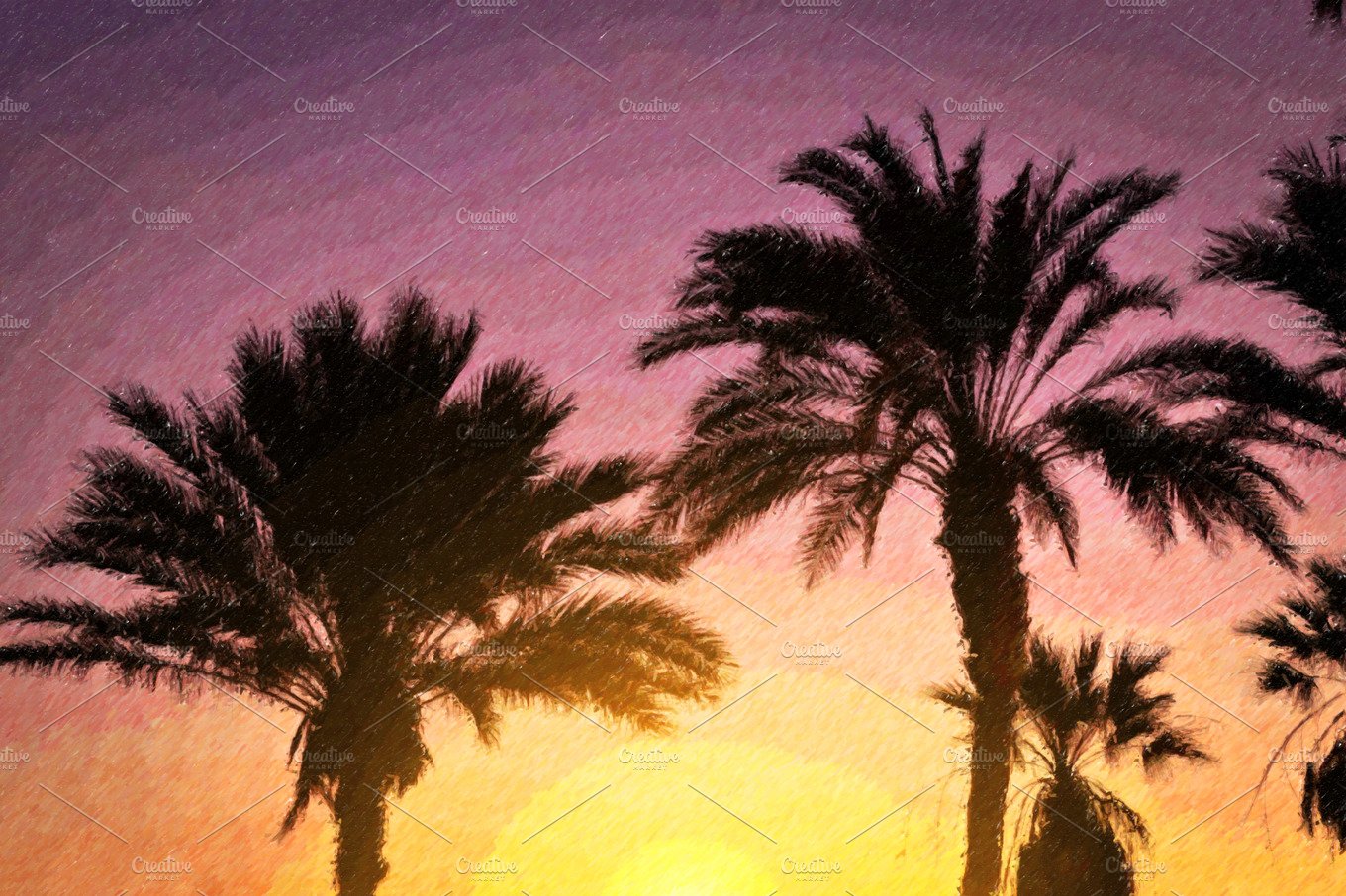 Palm tree, bright sunset, Tenerife cover image.