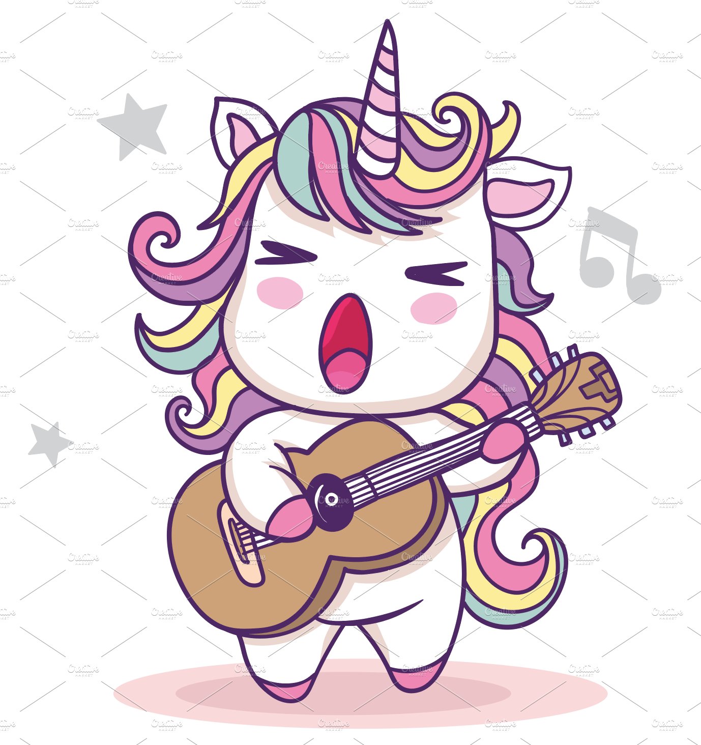 Musician Cute unicorns vector. preview image.