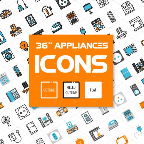 36x3 Home appliances icons cover image.