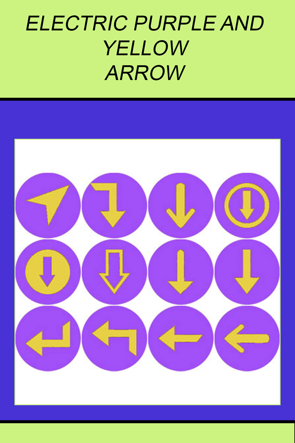 ELECTRIC PURPLE AND YELLOW ARROW ICONS pinterest preview image.