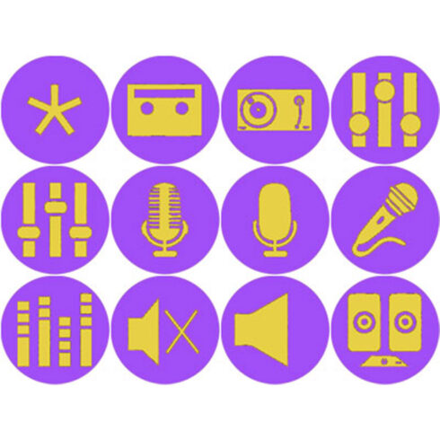 ELECTRIC PURPLE AND YELLOW AUDIO ICONS cover image.