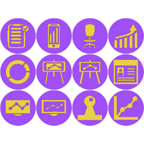 ELECTRIC PURPLE AND YELLOW BUSINESS ICONS cover image.
