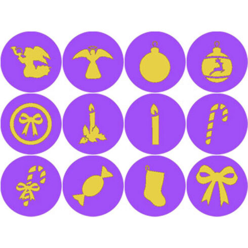 ELECTRIC PURPLE AND YELLOW CHRISTMAS ICONS cover image.