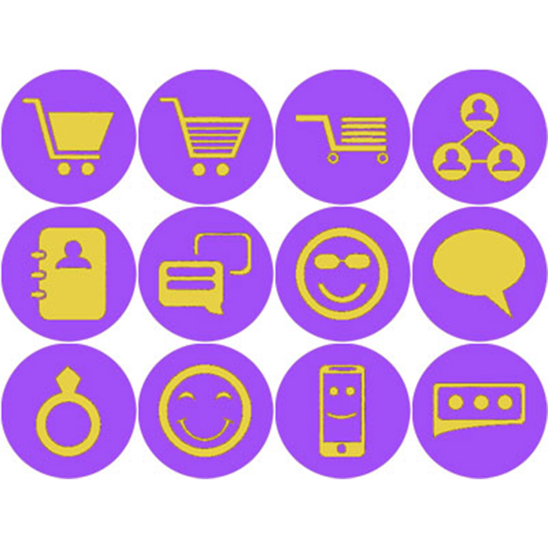 ELECTRIC PURPLE AND YELLOW COMMERCE ICONS cover image.