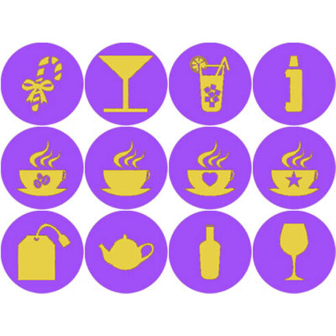 ELECTRIC PURPLE AND YELLOW DECORATION ICONS cover image.