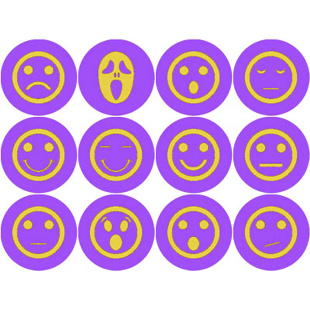 ELECTRIC PURPLE AND YELLOW EMOTICON ICONS - MasterBundles