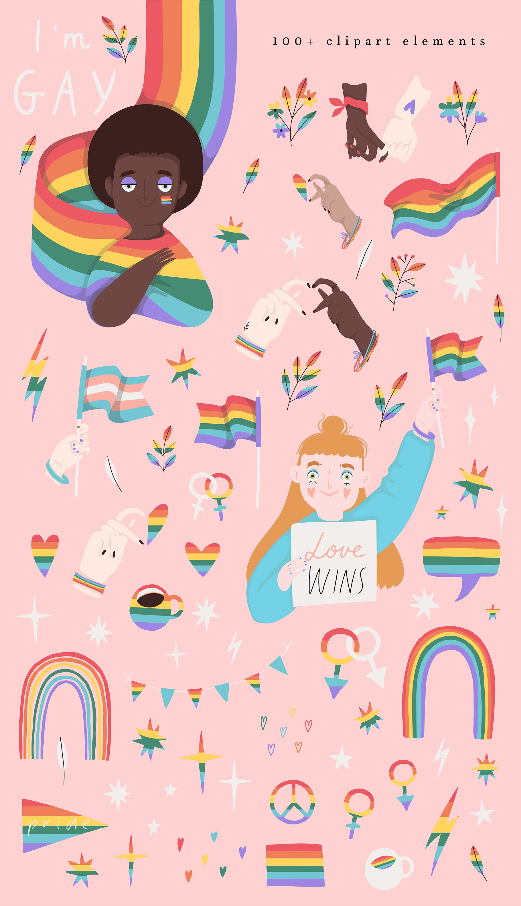Gay Pride illustrations set Vol. 2 preview image.