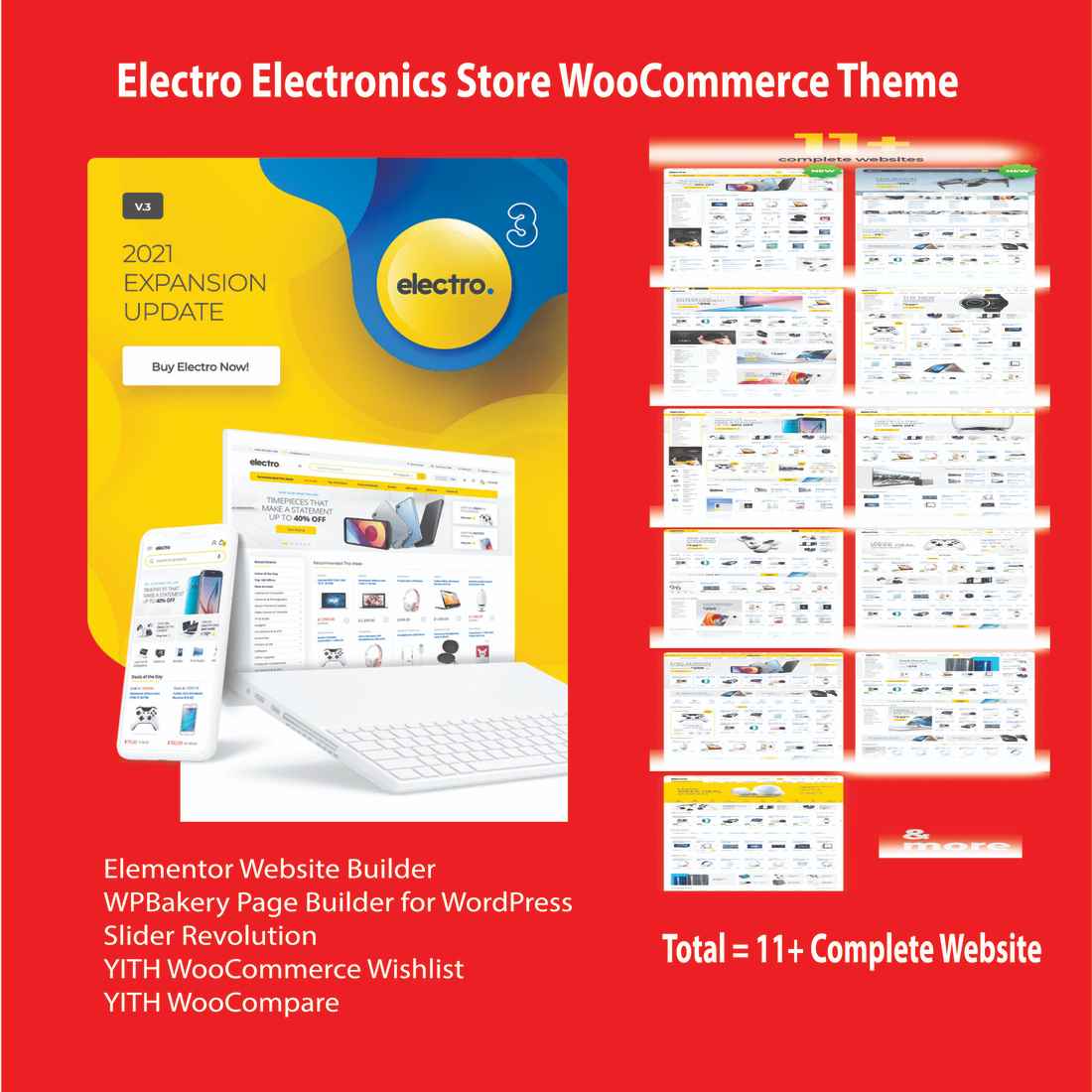 Electro Electronics Store - Woo Commerce Theme Total + 11 Complete Website preview image.