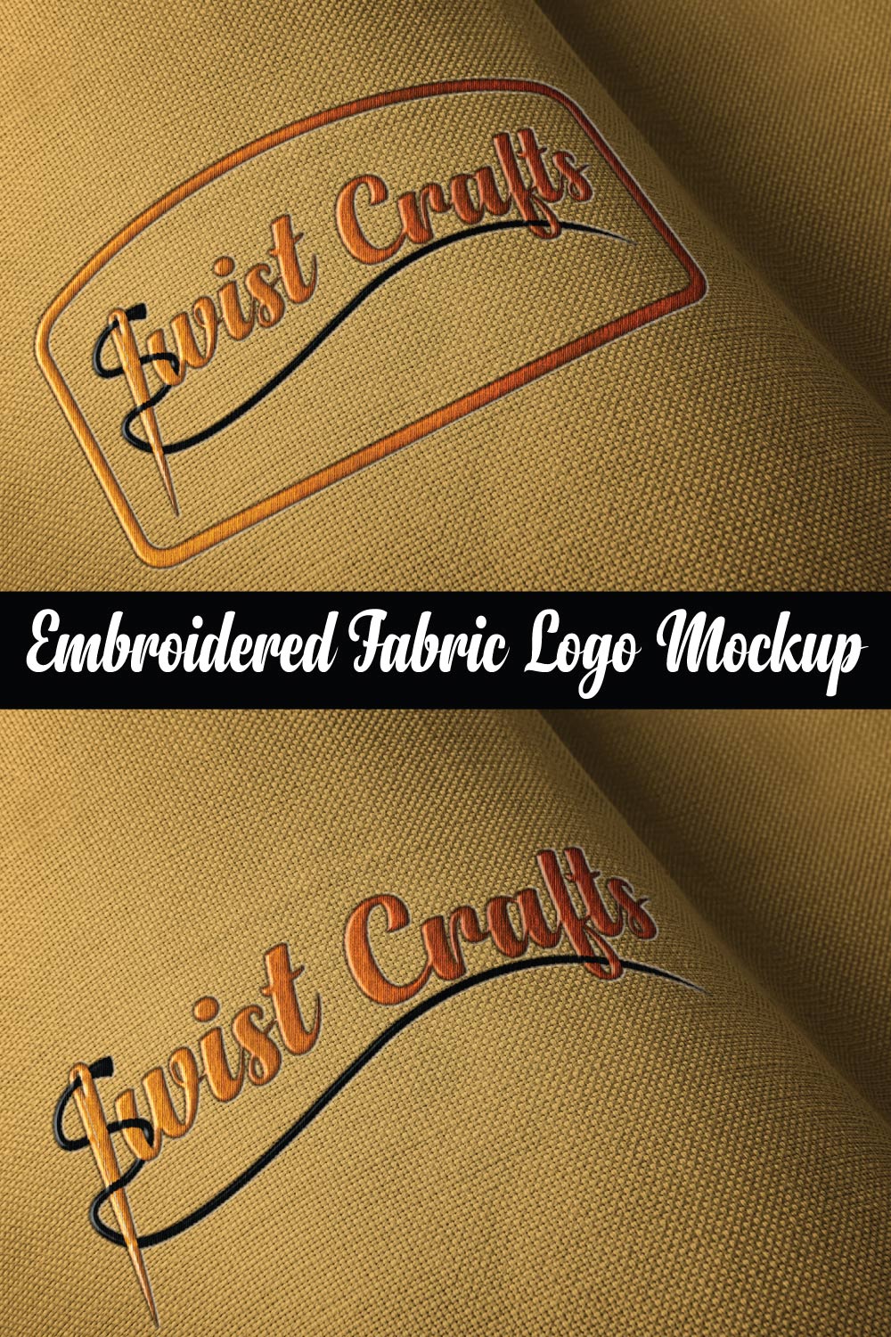 Embroidered Fabric Logo Mockup PSD file pinterest preview image.