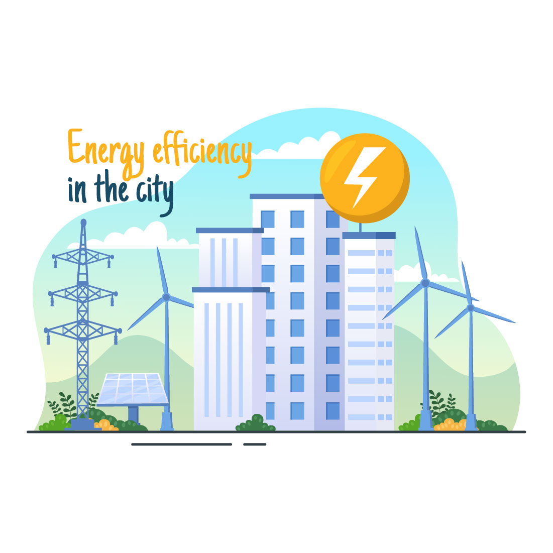 10 Energy Efficiency in the City Illustration preview image.