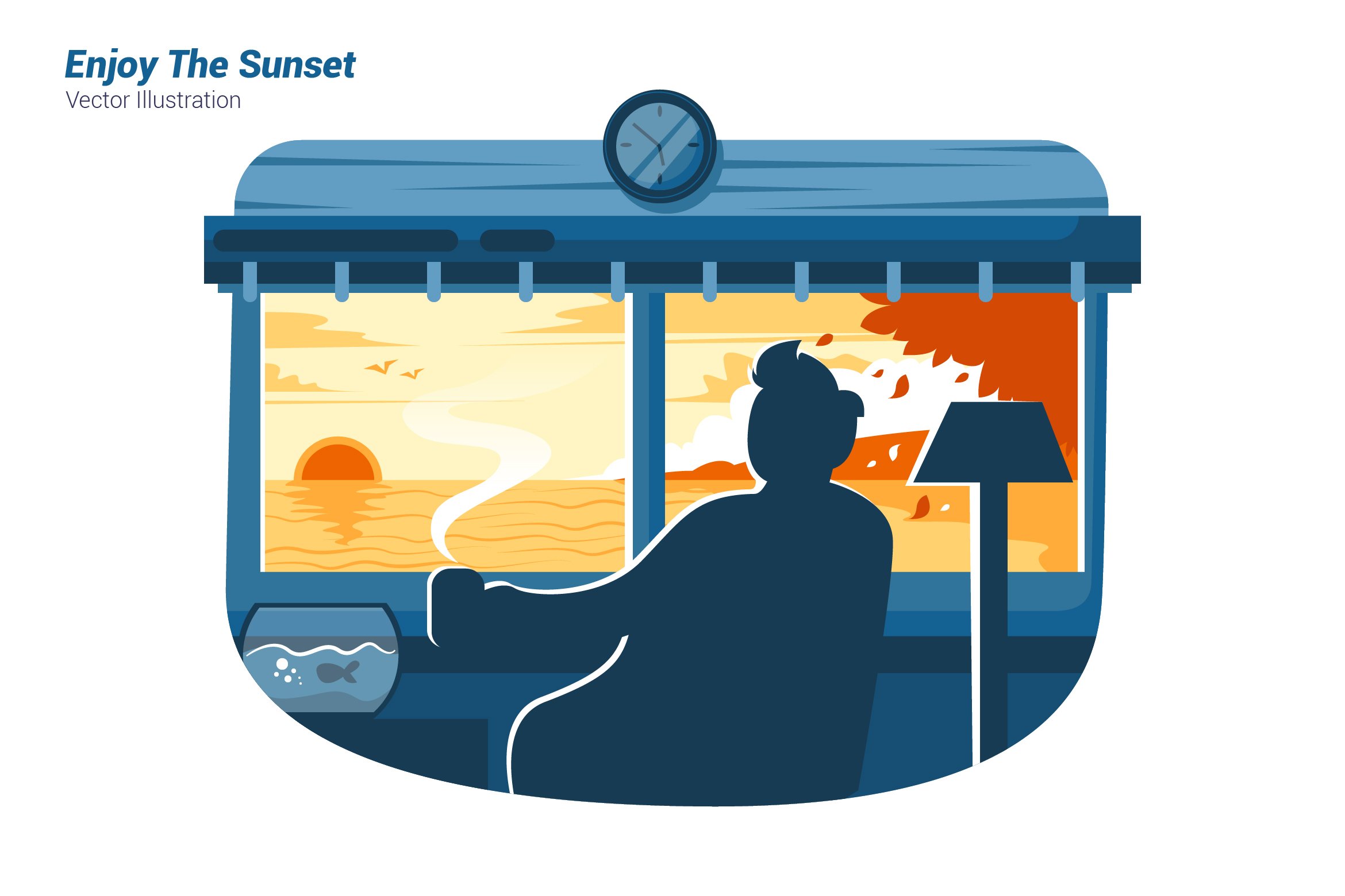 Enjoy The Sunset-Vector Illustration cover image.