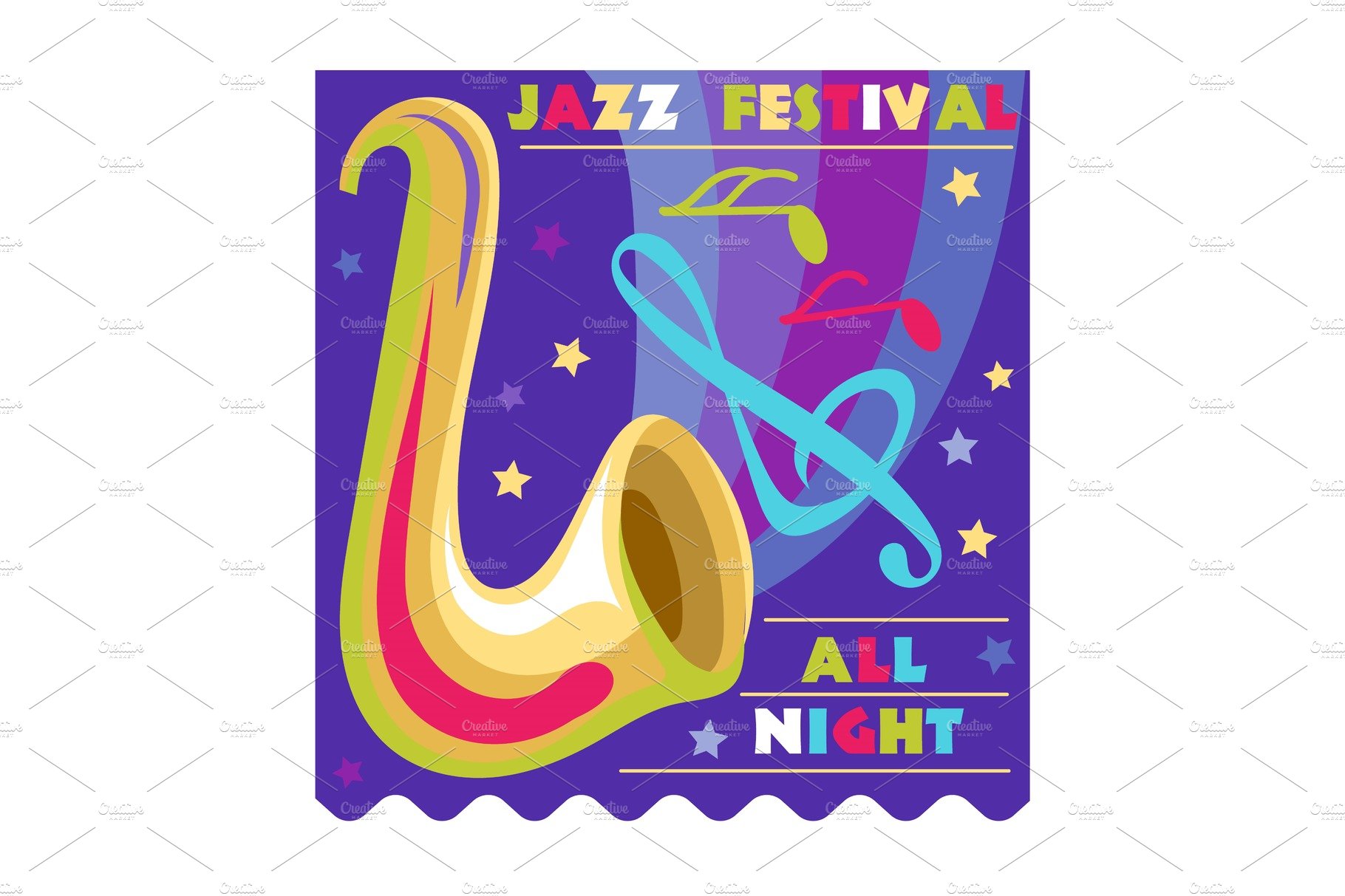 Jazz festival vector music concert cover image.