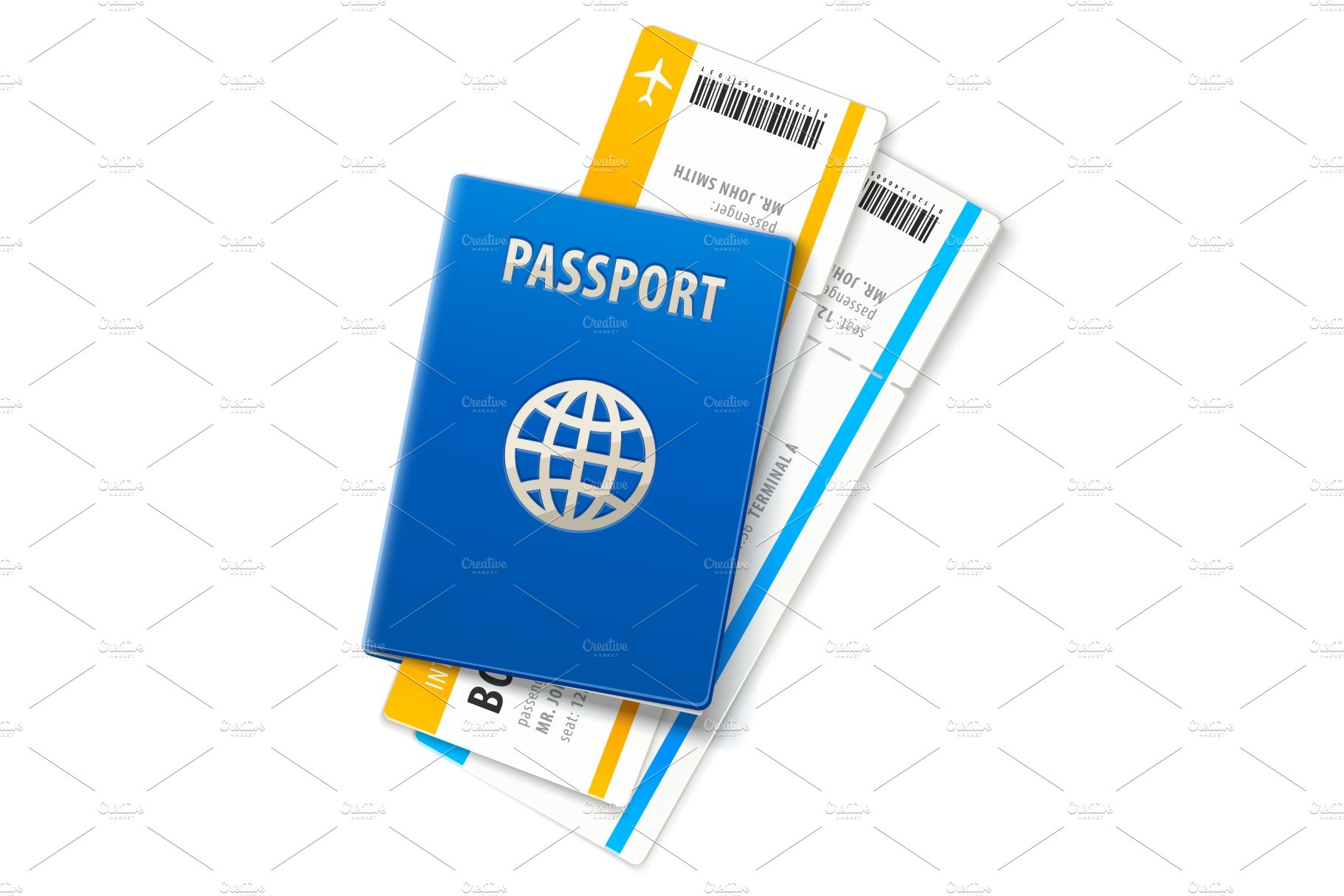 Travel documents passport and ticket cover image.