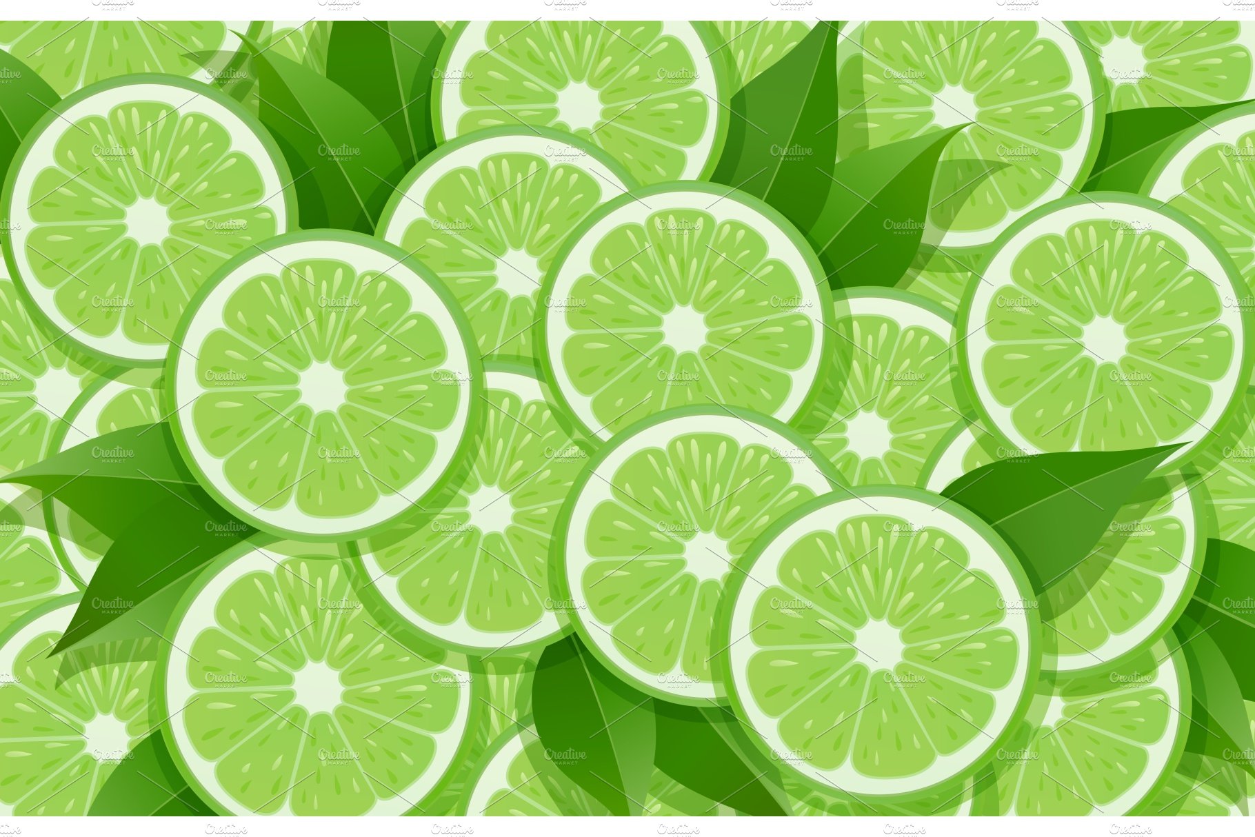 Lime and leaf. Citrus pattern. cover image.