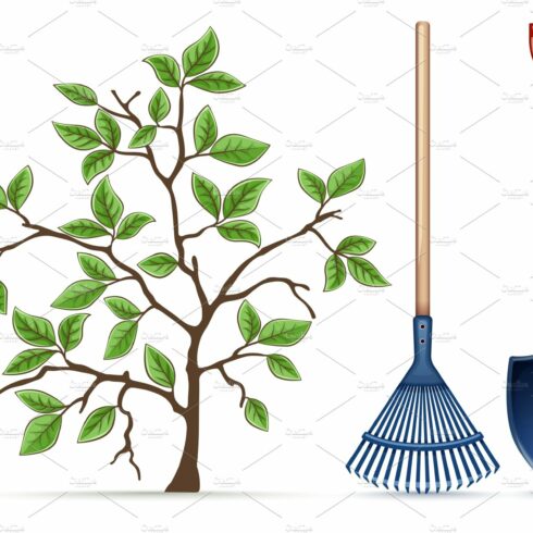 Gardening equipment tools. Shovel. cover image.