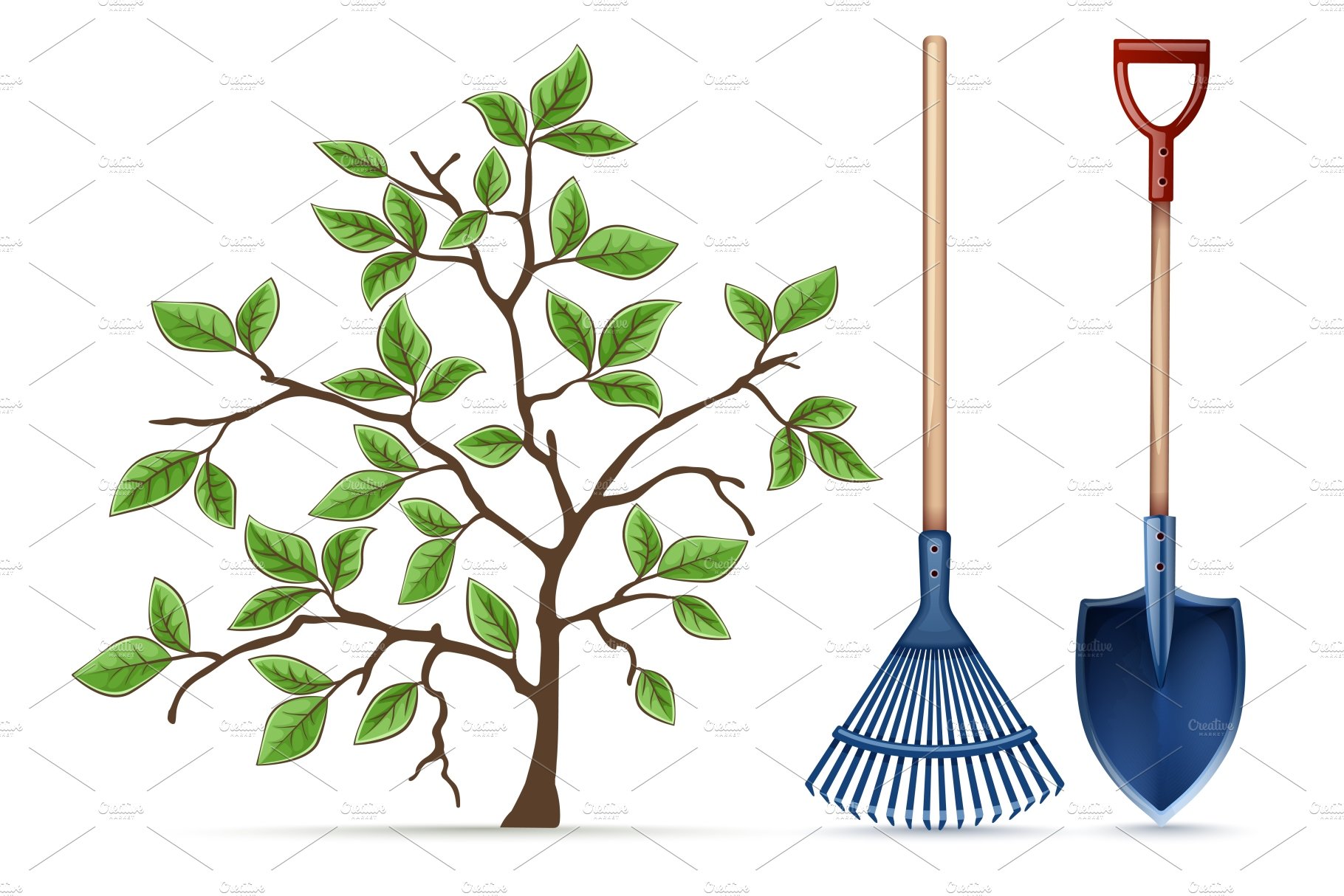 Gardening equipment tools. Shovel. cover image.
