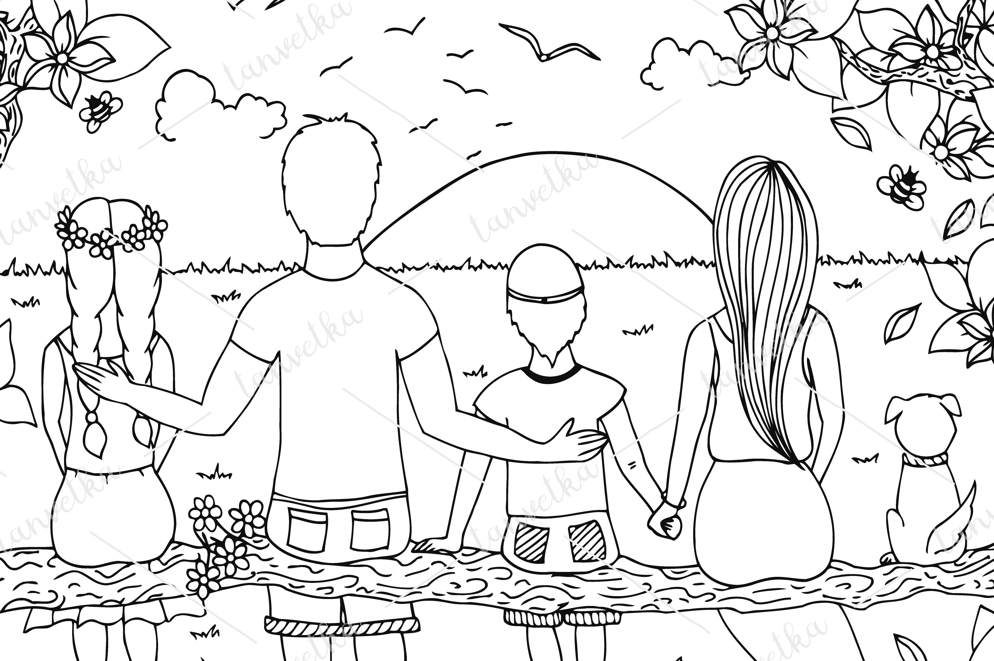 Doodle family watching the sunset preview image.