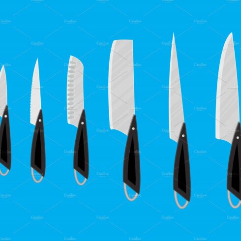 Set of kitchen knives for various cover image.