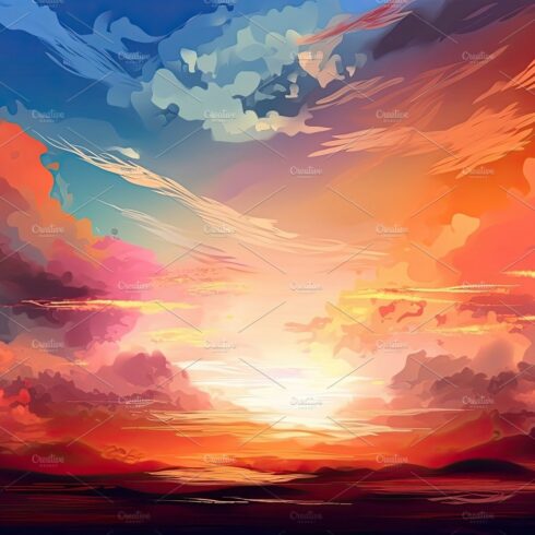 Illustrated sky with clouds, sun, stars, and sunrise or sunset. cover image.