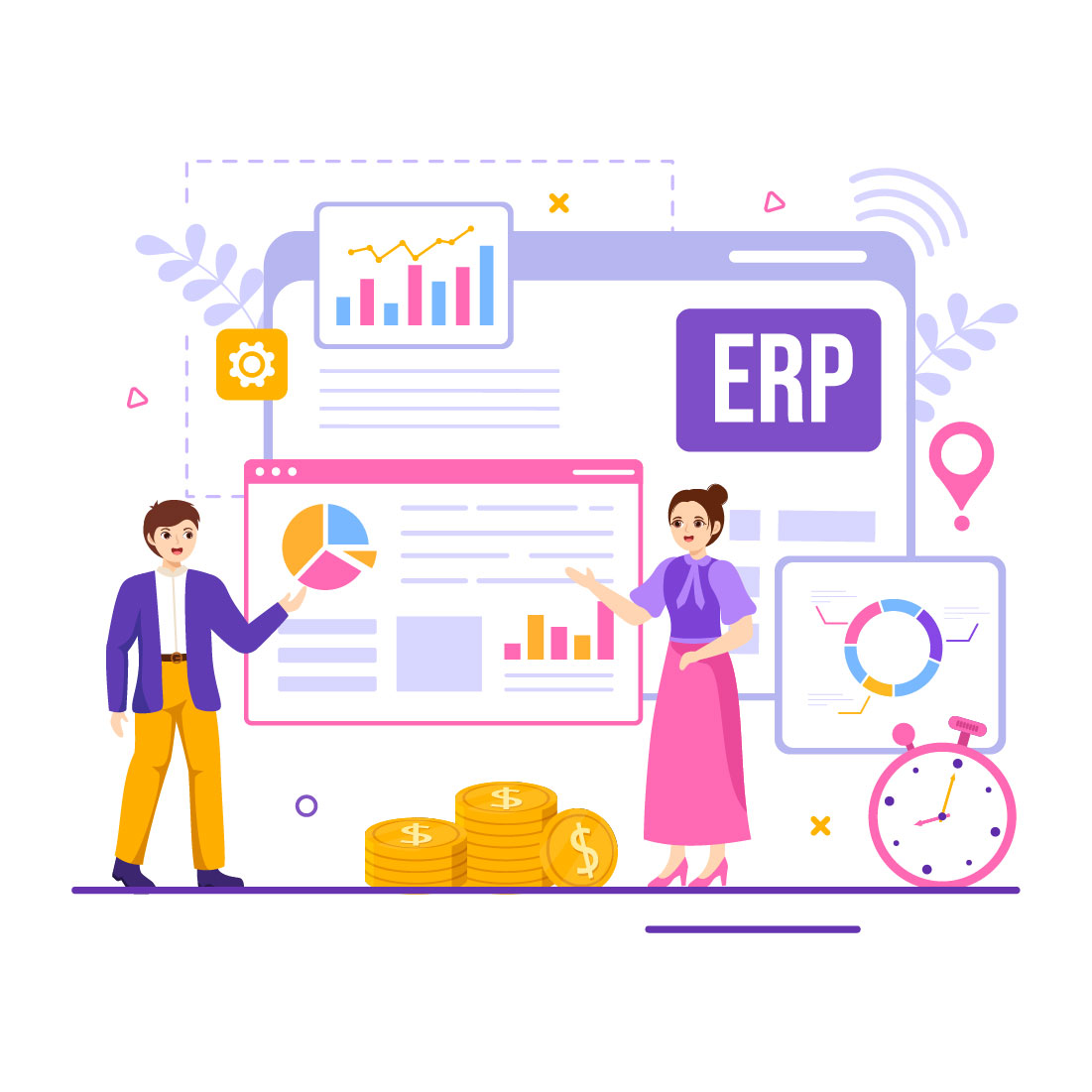 13 ERP Enterprise Resource Planning System Illustration preview image.