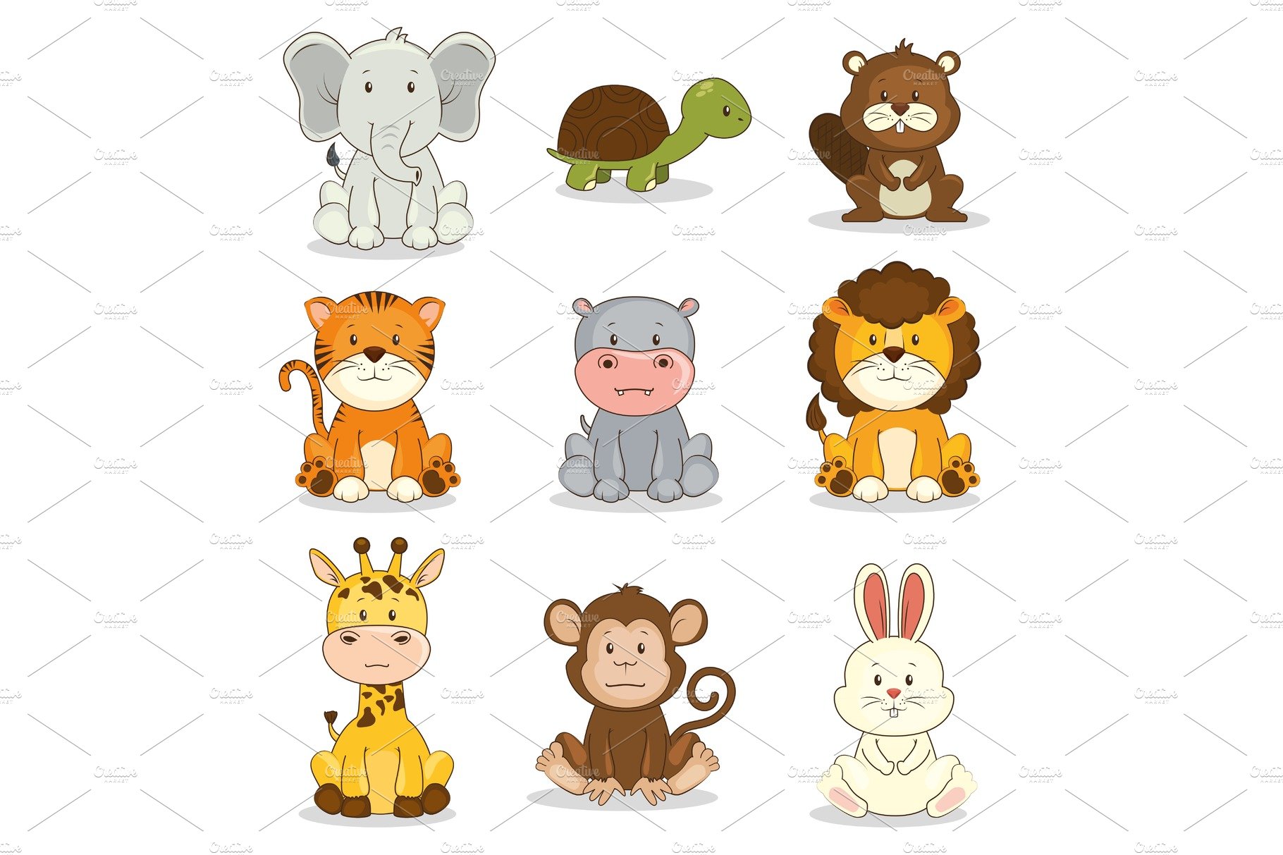 cute adorable animal icon set cover image.